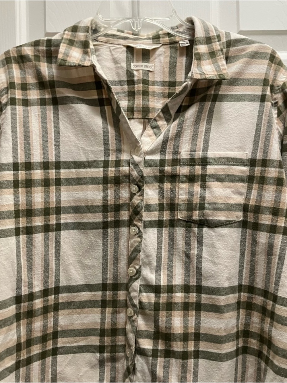 Weatherproof Vintage Women's Lightweight Plaid Flannel Shirt, Green, L